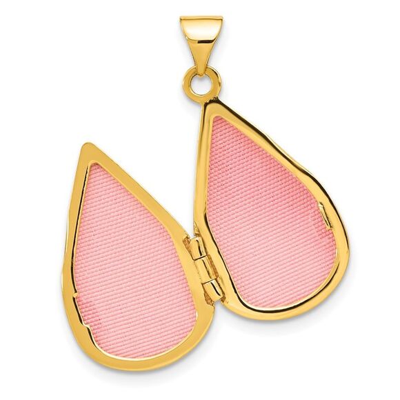 Kazi Luxury 14k Yellow Gold Polished 21x13mm Teardrop Shaped Locket